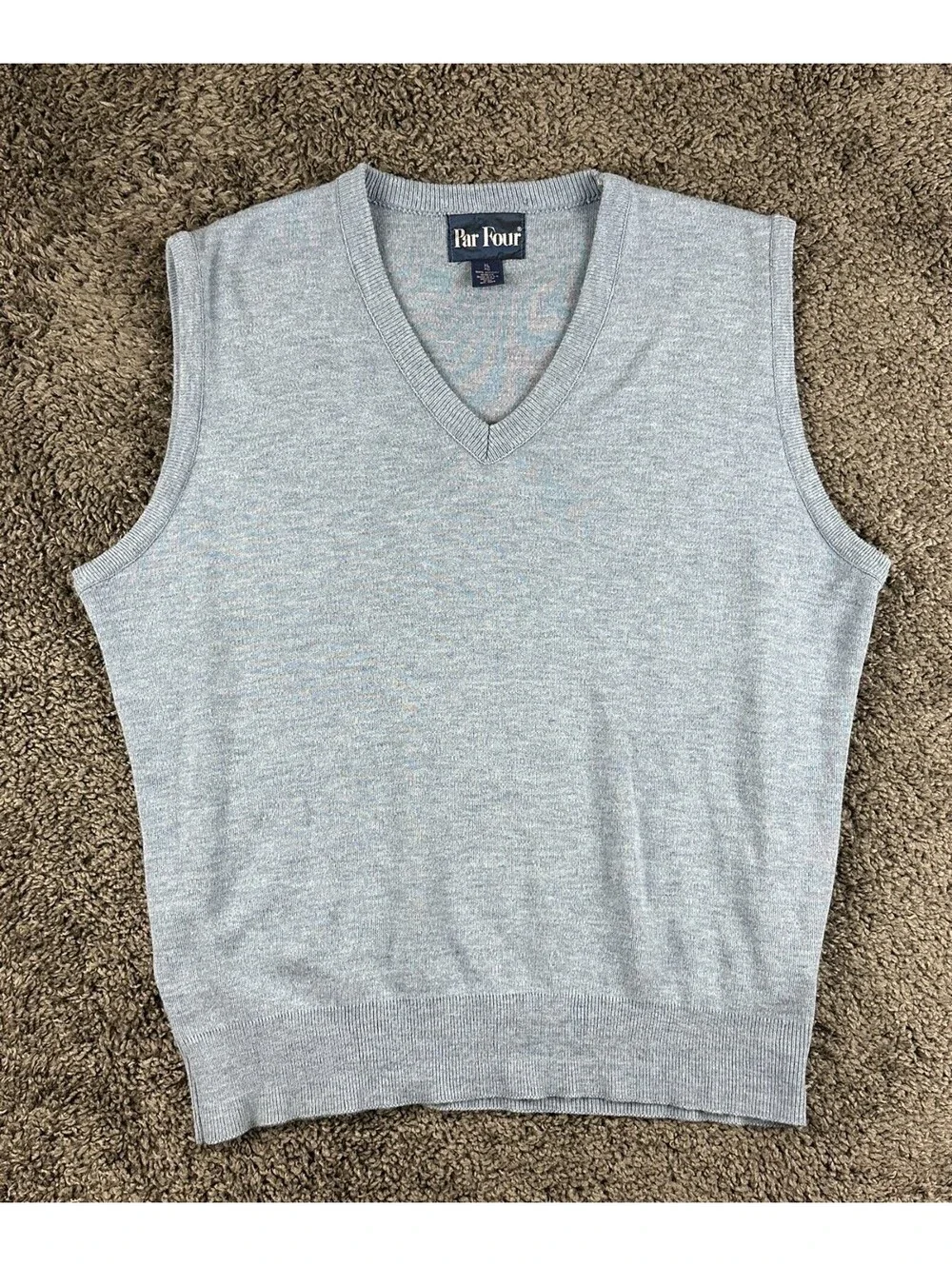Vintage Par Four Sweater Vest Mens XL Light Blue Knit V-Neck Golf USA Acrylic